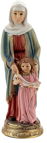 Holyart Imágenes de Resina y PVC: Santa Ana con María niña Estatua Resina 10 cm