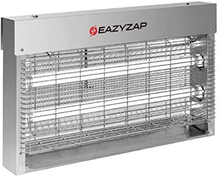 Eazyzap FP984 Ahorro de energía LED Matamoscas e Insectos Plaga, 100 m² de cobertura, Duradero y resistente al óxido acero inoxidable, Bombillas Eco: 2 x 7 W, Bombilla de repuesto AJ637