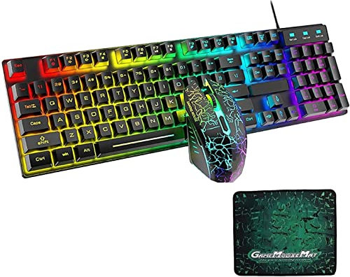 NCRD RGB Teclado de Juegos y Combo de ratón retroiluminado, USB Teclado retroiluminado por Cable, DIRIGIÓ Juego de ratón de Teclado de Juego