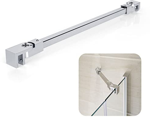 MIVIDE Barre de support en acier inoxydable de 40 cm, support d'écran de douche pour lunettes de 8 mm à 12 mm d'épaisseur, support de panneau de porte de douche sans cadre pour parois de douche, barre
