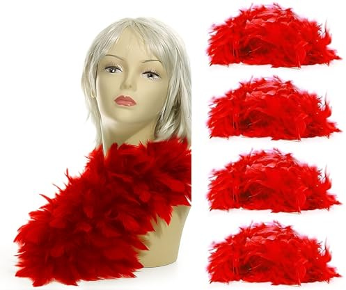 Vanorell 5 x Federboa Rot – 180 cm lang Karneval Fashing Unisex-Kostümaccessoire für Partys, Cosplay, Halloween & Events Bachelorparty Junggesellenabschied