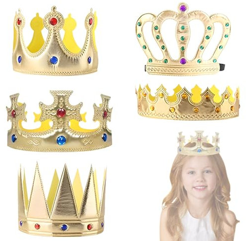 Vulevirtue 5 Stück Krone Geburtstag,Geburtstagskrone Kinder,Geburtstagskrone Junge,Geburtstagskrone Mädchen,für Kinder Thema Geburtstag Kronen Erwachsene Requisiten für Hochzeitsfotos