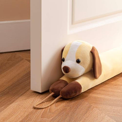 Sunolga Door Draft Stopper for Bottom of Door and Window, Weighted Cute Animal Seal Strip for Wind, Noise, Light, Dust, Door Snake and Sweep for Home Essentials Decorative, 38 Air Blocker, Yellow Dog