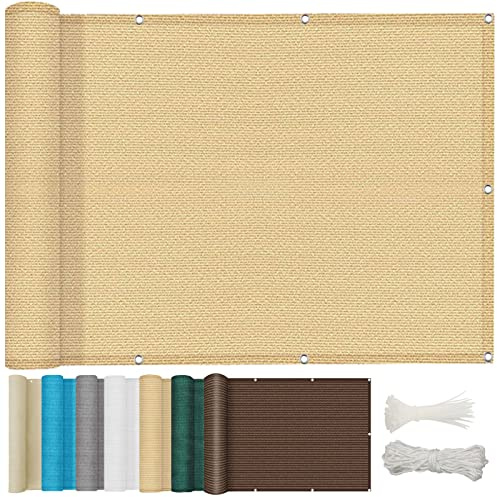 NINGBAI Cache Vue Balcon 55 x 650 cm Filet De Clôture, Brise Vue Balcon, Écran Vent Pare Soleil Tissu HDPE 220g/m², Résistant aux UV, pour Balcon et Clôture Porches, Jaune