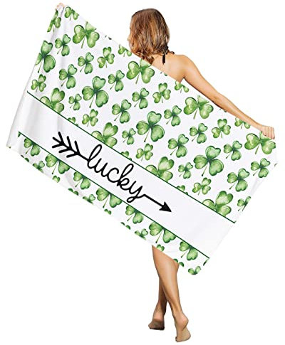 Mikrofaser Strandtuch 80x130cm, Aquarellmalerei Mit Grünem Kleeblatt Zum St. Patrick's Day Duschtücher Tragbares Badetuch Groß Leicht Mikrofaser Handtücher, Für Yoga, Wandern