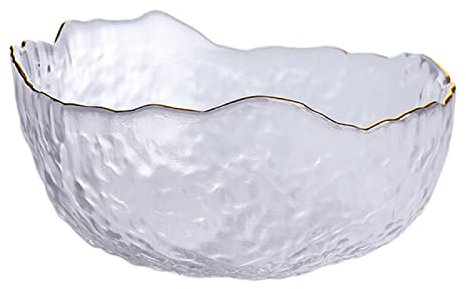 Bafnsiji Tazón de Fuente de Vidrio, Ensaladera, Tazón de Fuente de Cristal Claro de la Fruta, Tazón de Fuente de la Ensalada con Bordes Irregulares