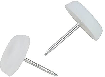 50 Pcs Nylon Furniture Sliders Nail On -Chair Leg Floor Protectors Nail - 13mm Nylon Chair Glides with Nail White Sliders Head, Chair Table Leg Feet Protector Nail