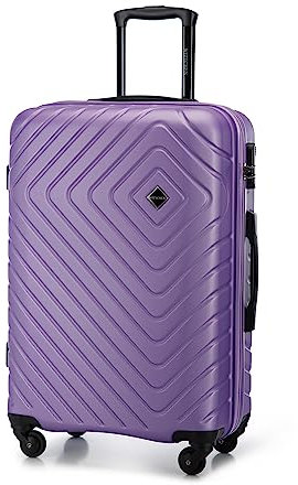 WITTCHEN Cube line Mittelgroßer Koffer ABS Mit Geometrischer Prägung 4 Lenkrollen Teleskopgriff Kombinationsschloss Reisekoffer Trolley Größe M Lila