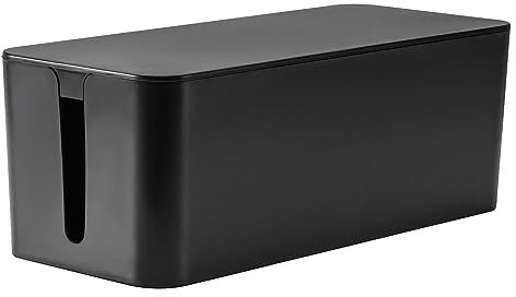 RICOO Nascondi Cavi Scatola Cavi Z3201-B - Organizza cavi, scatola per gestione cavi con 2 aperture laterali, ideale per scrivania, 32 x 13,5 x 12,7 cm, Nero.