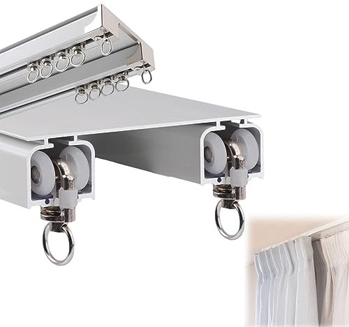 RIFWOVE Rail De Rideau De Plafond, Rail De Rideau avec Rouleaux Muets, Support pour Séparateur De Pièce De Douche, Tringle Rideau, Tringle Rideau, Barre Rideau, Rail pour Rideaux Séparateur De Pièces