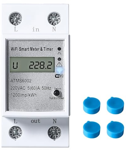 DEWIN Einphasiger Stromzähler,2P TUYA WiFi Smart Meter Einphasiger DIN Schienen Energiezähler Fernsteuerung Sprach APP Steuerung AC 230V