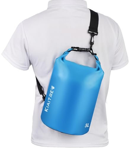 Kiaitre Dry Bag, wasserdichte Tasche mit Schultergurt, 5L 10L 20L Roll Top Wasserdichter Beutel Rucksack für Bootfahren, Rafting, Schwimmen,Snowboarding,Kajak Fahren