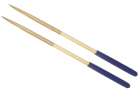 CoCud 2 Pièces Lime à Aiguille Revêtue de Diamant Queue de 5 mm Lime Ronde | Revêtue de Titane, Longueur de 180 mm, pour le Métal le Verre la Pierre