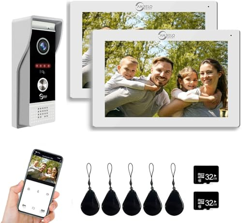 1080P Video Türklingel Kamera mit 7 Zoll Touchscreen Video Türklingel Gegensprechanlage(Kabel), Unterstützung Auto Aufnahme Infrarot Nachtsicht PIR Bewegungserkennung (2, weiß)