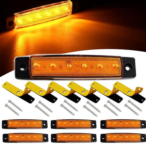 VISSQH 6 Pezzi Giallo LED Indicatori Laterali Luci,12V/24V Luci di posizione laterali indicatori, LED Laterali/Anteriore/Posteriore Indicatori,per camion rimorchi ecc