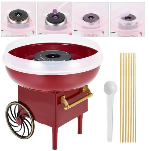 PLABNK Portable Cotton Sweet Machine, Mobile Cart Cotton Candy Maker, Can Use Soft/Hard Candies, Make Sweets Quickly, Easy To Clean/Easy Operation, Fun for Kids Parties