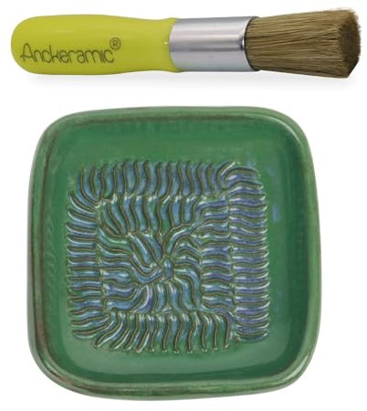 ANCKERAMIC® Ceramico Original Finlandia - Juego de rallador de cerámica y pinceles para hornear - rallador de ajos, rallador de jengibre y cepillo de cocina de cerdas naturales, hecho a mano (color