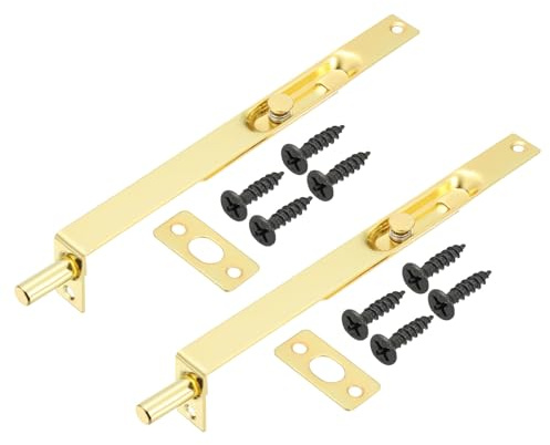 PATIKIL Bullone a Scomparsa 8 x 0,71, 2pz Serratura a Doppia Porta Scorrevole Nascosta in Acciaio Inox per Doppia Porta Legno Composito, Tono Oro