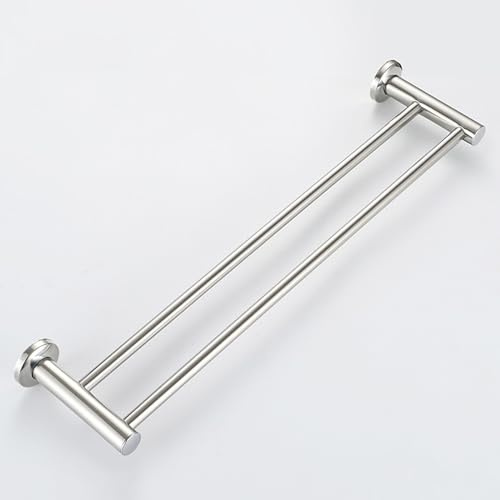 Portasciugamani a doppia asta con accessori di installazione, appendiabiti multifunzione in acciaio inossidabile, barra per asciugamani da cucina e bagno (80 cm)