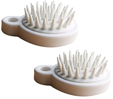 FRCOLOR Kopfhautmassage Schwammbürsten Weiß aus Pp und Tpe für Haare Waschen und Reinigung 2 Stück-pack für Zuhause und Unterwegs
