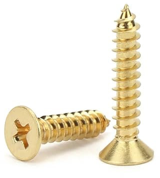 Aqxypas M2 M3 M3.5 M4 M5 M6 M8 Selbstschneidende Schrauben aus reinem Kupfer mit Kreuzschlitz, Senkkopf und flachem Kopf(M3.5x30mm 20pc)