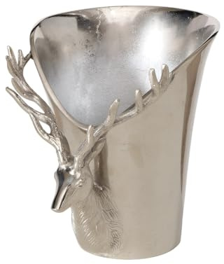 Silber Sekt- und Weinkühler mit Hirschmotiv, Aluminium vernickelt, 23 cm Länge