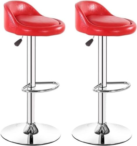 Moderne Barhocker aus Leder, 2 Stück, höhenverstellbar, drehbar, Barstühle für Küchentheke, rote Barhocker für Hausbar und Esszimmer