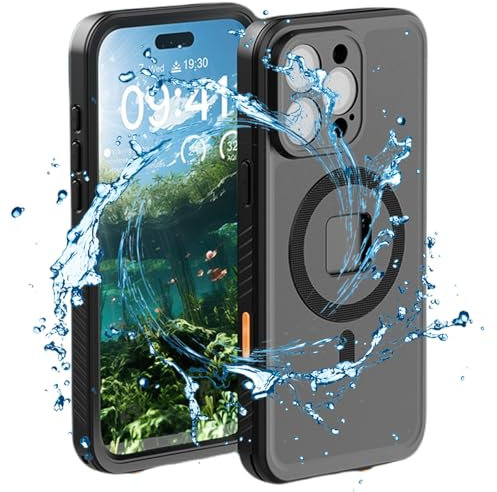 Custodia impermeabile per iPhone 16 Pro Max/16 Pro, compatibile con MagSafe IP68 Sport subacquei e attività all'aria aperta, protezione completa a 360°, con pellicola protettiva HD integrata (16 Pro),