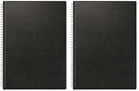 BRUNNEN Buchkalender Modell 781 (2026), 2 Seiten = 1 Woche, A4, 144 Seiten, Kunststoff-Einband, schwarz (2er Set) WIRE-O Bindung