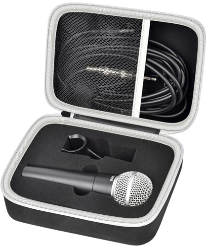 Custodia per microfono compatibile con Shure SM58/SM57/PGA48/SM58S/BETA 58A/PGA58, microfoni vocali dinamici cardioidi, contenitore per microfono palmare da karaoke, adattatore per supporto A25D e