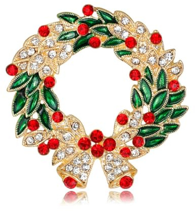 Simprotty Broche couronne de Noël pour femme - Broche tendance en strass - Cloches de Noël créatives pour femmes et filles - Costume de pull, manteau, écharpe, accessoires de décoration, bijoux de