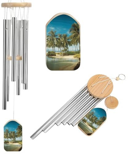 Tropische Kokosnussbäume, Strand-Windspiel für draußen, einzigartige Aluminiumröhren, Gedenk-Windglocke, groß, tiefer Ton, Windspiel für Terrasse, Garten, Dekoration, Geschenk für Mutter, Frauen,
