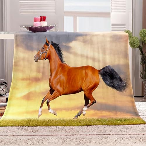 KQYLBM Pferd Fleece Blanket Winter Decke Thermodecke Kinderdecke 100 X 150 cm