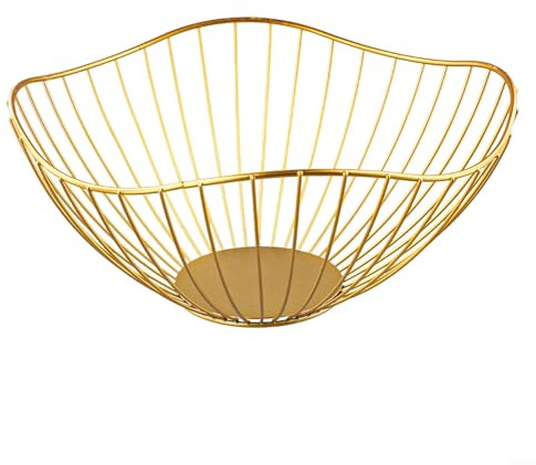 Whychstore Frutero de hierro con características de ventilación, complemento elegante y práctico para la organización de tu cocina o comedor (dorado H)