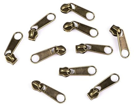 cyclingcolors 10x Cursore Cerniera Ricambio Kit di Riparazione per Cerniera Testa N°3 Cursori per Vestiti Borse Giacche Borse Valigie Jeans, ottone antico