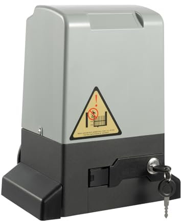 Schiebetorantrieb, 370W Schiebetoröffner, Garagentorantrieb mit 2 Fernbedienung, Automatic Sliding Gate Opener Hoftorantrieb Automatischer Antrieb Toröffner mit Getriebegestelle