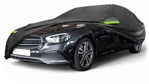 A ABSOPRO Autoabdeckung Für Mercedes-Benz E-Klasse W213 Kombi 16-23 1PC | 210D-PU, Schwarz, Outdoor, Wetterschutz, Fahrertür-Reißverschluss, Atmungsaktiv