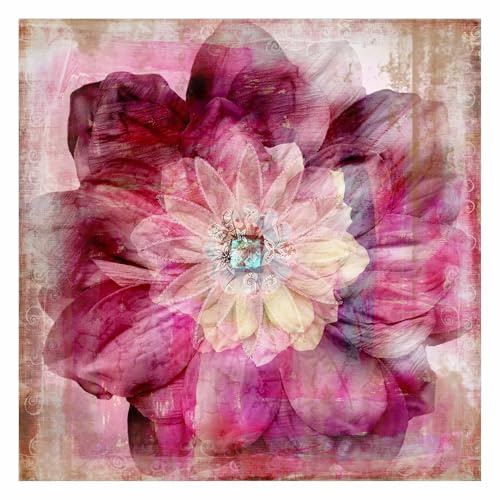 micasia Fototapete inkl. Kleister - 3D Blumen Vliestapete Made in Germany UV-beständig Geruchsfrei - Motivtapete Retro Vintage pink Wohnzimmer Schlafzimmer 1697 (144x144cm)