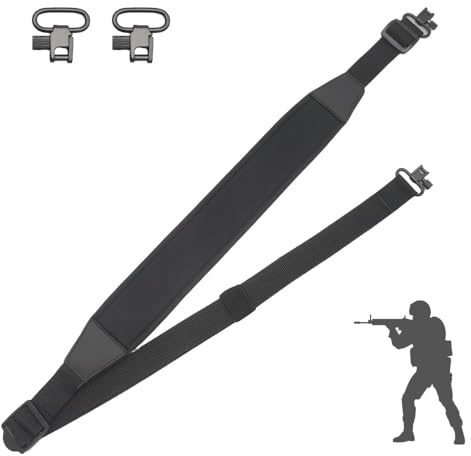 GSCRE Sangle de Fusil, Sangle Airsoft Tactique Militaire Accessoires | 2 Points Réglable avec Anneaux Pivotants Bretelle Tactique Durable à Longueur Ajustable pour Fusil ou Pistolet
