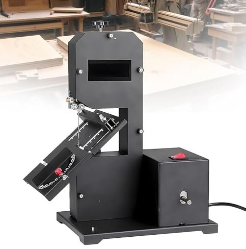 Bandsåg för träbearbetning med metallbord, kan lutas (0-45°), 70 mm skärhöjd, 90 mm öppningsdjup, kurvor + raka snitt, 800 W motor, lämplig för sågning av trä/akryl/skum och andra material