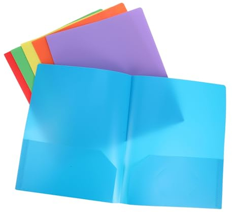 HOMSFOU Chemises et Pochettes de Classement A4 avec Deux Poches, Classeur de Présentation Polyvalent en Pp, Lot de 6 Pièces pour Rangement et Organisation de Documents Scolaires