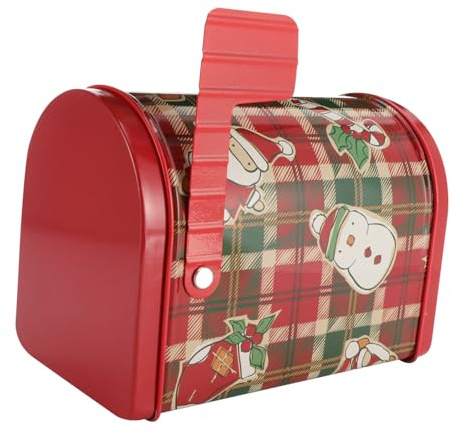 Hoement Caja Metálica Creativa Forma Buzón Navidad Almacenamiento para y Galletas Decoración Festiva Brillante para Dulces y Snacks Accesorio Reutilizable para Fiestas