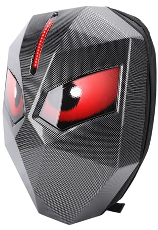 Pongnas LED Hartschalen Reitrucksack für Motorrad Rad programmierbarer Vollfarb Display mit 19 5 Zoll stoßfestem Hartschalen Laptopfach aerodynamisch abriebfest kompatibel mit IL