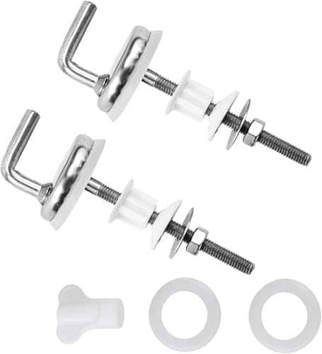 Universal Toilet Seat Hinge Replacement Kit – 2-Piece Stainless Steel & Plastic Fixings with Adjustable Screws for Secure Fit on Most Seats