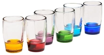 CFY652 Bicchieri Acqua Confezione da 6 bicchierini colorati shot, set di trasparenti piccoli 1,5 oz con base pesante for whisky, vodka, liquori e distillati Glasses