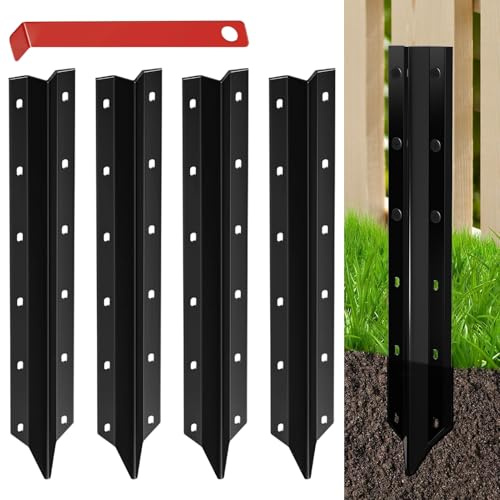 Mxshc Fence Repair Stake,Metal Fence Post Repair Kit,5-Pieces Tilted Wood Fixer Stakes - for Garden Backyard Sidewalk Patio Lawn Farm Park Outdoor Yard Landscape