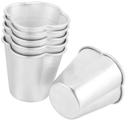 Gatuida Set 6 Mini Stampi per Budino in Lega di Alluminio, Stampo per Mini Torte e Cupcake, Riutilizzabili, Resistenti ad Alte Temperature, per Dolci da Forno e Occasioni Festive