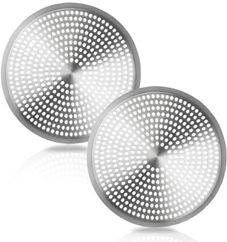 Stainless Steel Shower Drain Cover Hair Catcher Silicone Clog Preventer | Robust rustproof metallic grates; steady elastomeric borders; for domestic washbasin pipe hygiene