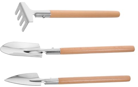 DOITOOL Juego de Herramientas Manuales para Jardinería Compacto 3 Piezas con Mango Ergonómico y Materiales Duraderos, Pala, Rastrillo y Paleta para Trasplante y Plantación en Macetas