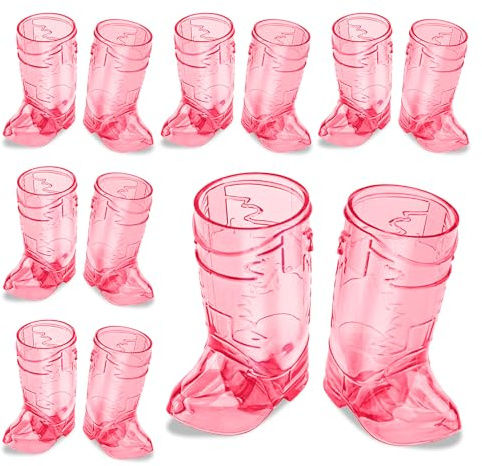 Cowboy Boot Shot Glasses, 12 Pcs 1 Oz Mini Plastic Glass, Reusable Cups for Cowgirl Western Theme Party Supplies Bachelorette Birthday Favors